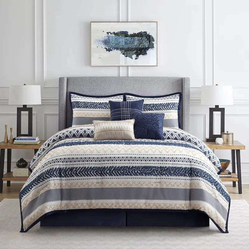 Ivanna 7 Piece Geometric Comforter Set