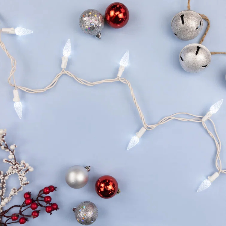 Northlight Seasonal 70-Count Warm White Faceted LED C6 Christmas Lights - 23ft White Wire
