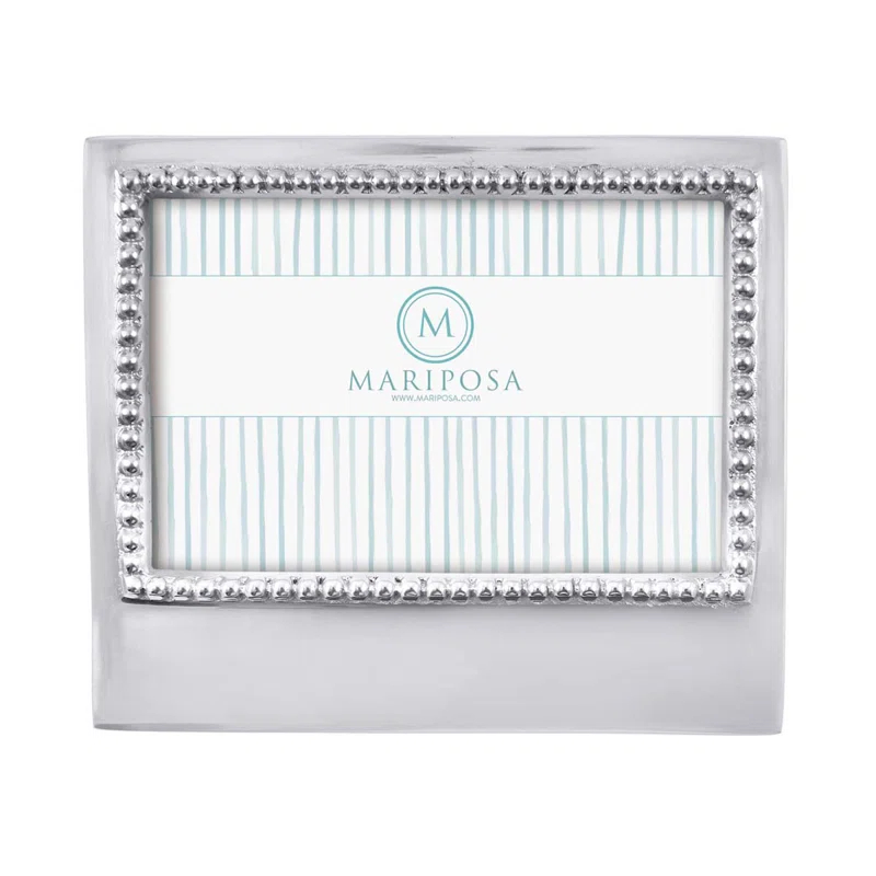 Mariposa Beaded Silver Metal Beaded Picture Frame