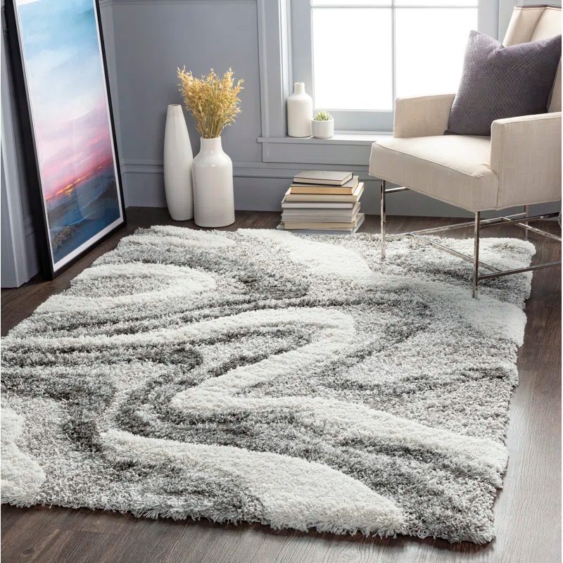Wade Logan® Dittman Machine Woven Abstract Gray Area Rug