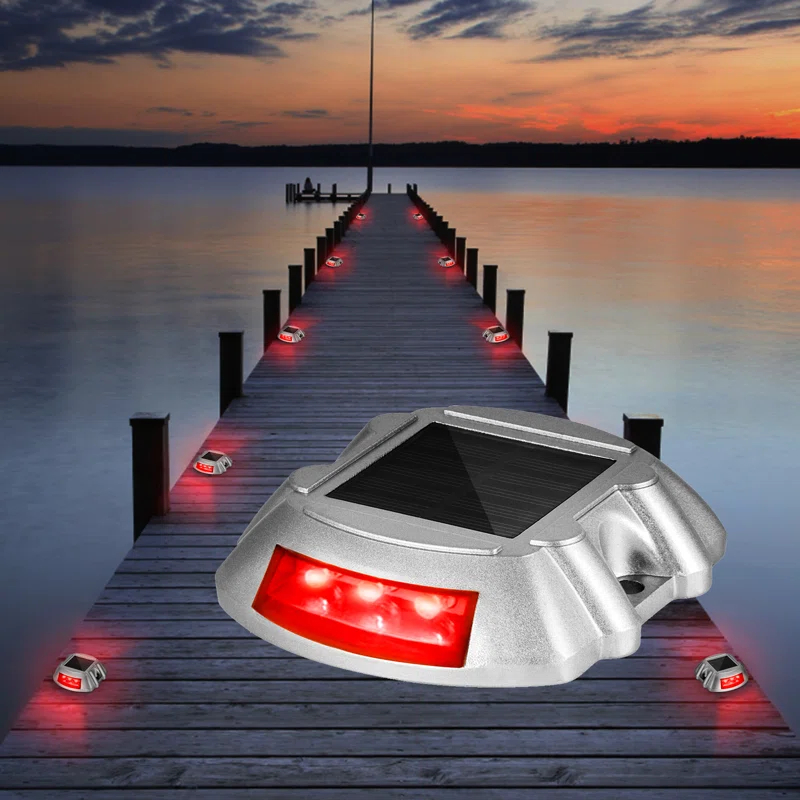 Solar Dock Lights Low Voltage Solar Powered Integrated LED Metal Pathway Light Pack (Set of 4)