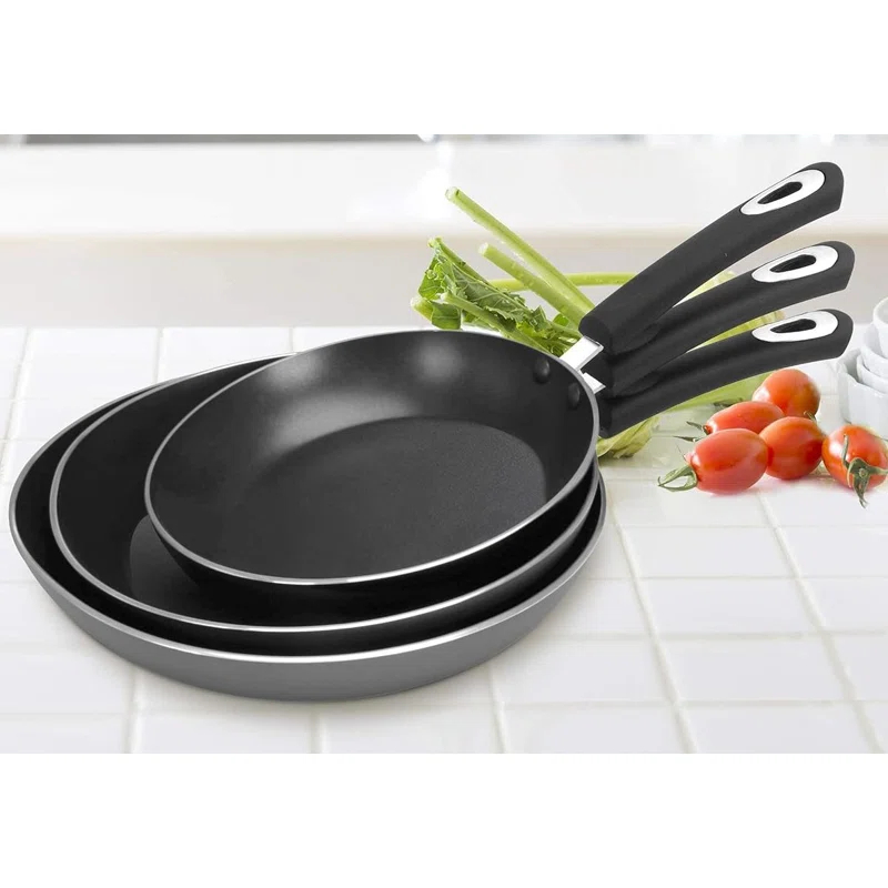 Obeten The Kitchen Nonstick Frying Pan Set - 3 Piece Induction Bottom - 8 Inches, 9.5 Inches and 11 Inches