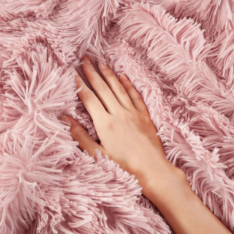 Kate Aurora Kate Aurora Regal Luxe Oversized Ultra Soft & Fuzzy Lined Accent Throw Blanket-50Wx70L In.-Beige