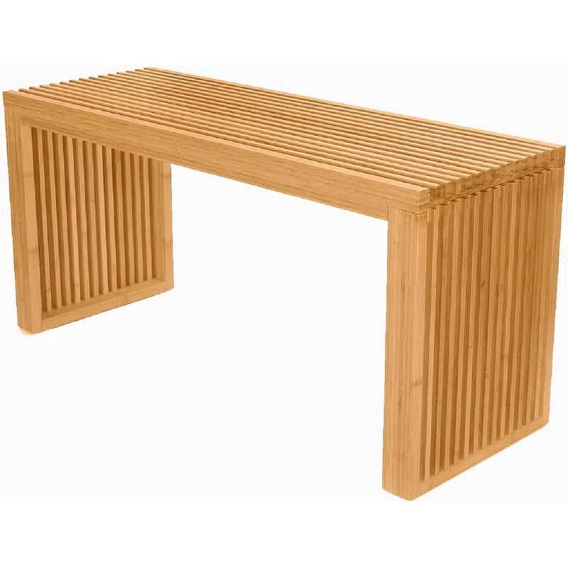 George Oliver Bamboo Dining Bench, 35 Inch Farmhouse Decor Indoor Kitchen Table Bench, Entryway Shoe Rack Bench, Outdoor Bench, Solid Bamboo Benches For Living Room, Hallway, Bedroom, Bathroom