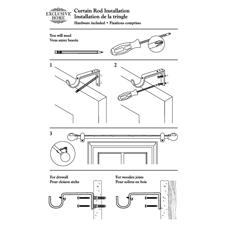 Amalgamated Textiles EXCLUSIVE HOME Crystal Ball 1" Curtain Rod and Finial Set