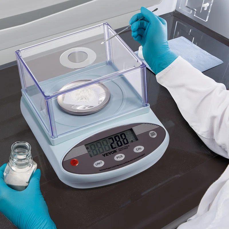 VEVOR Analytical Balance Lab Scale 500g x 0.001g 13 Units with Windshield LCD