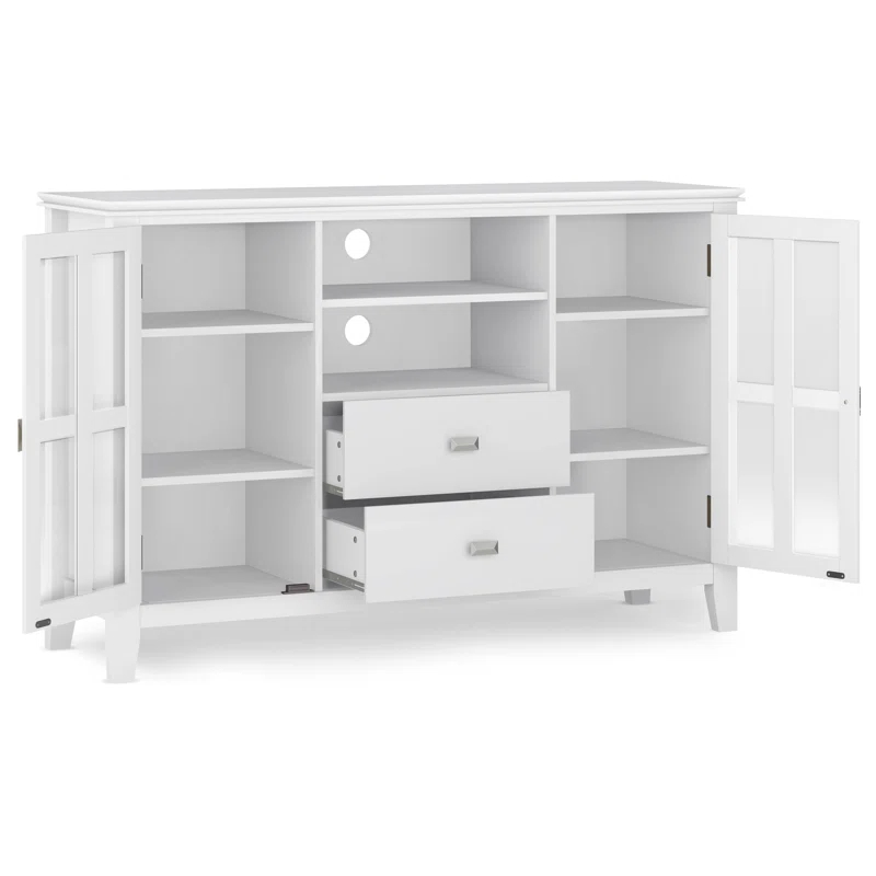 Simpli Home Artisan 53"W Solid Wood Contemporary Tall TV Stand for TVs up to 60" with Adjustable Shelves