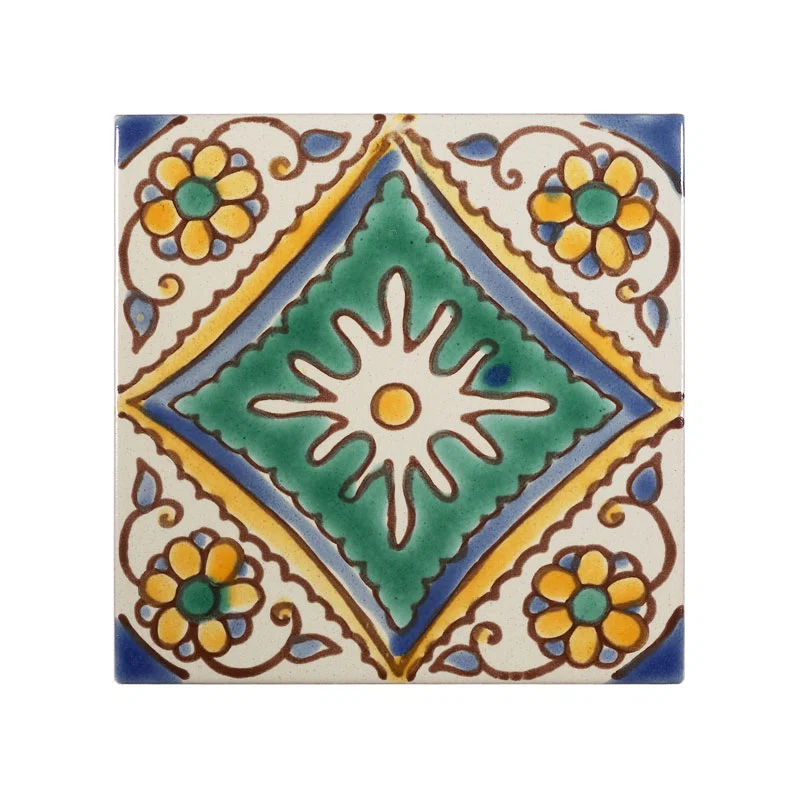 Casablanca Market Mediterranean 4'' x 4'' Hand Painted Ceramic Decorative Accent Tile