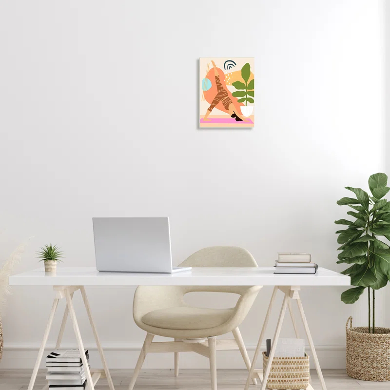 Stupell Industries " Bold Abstract Shapes Yoga Fitness Person Houseplant " by Annie Warren