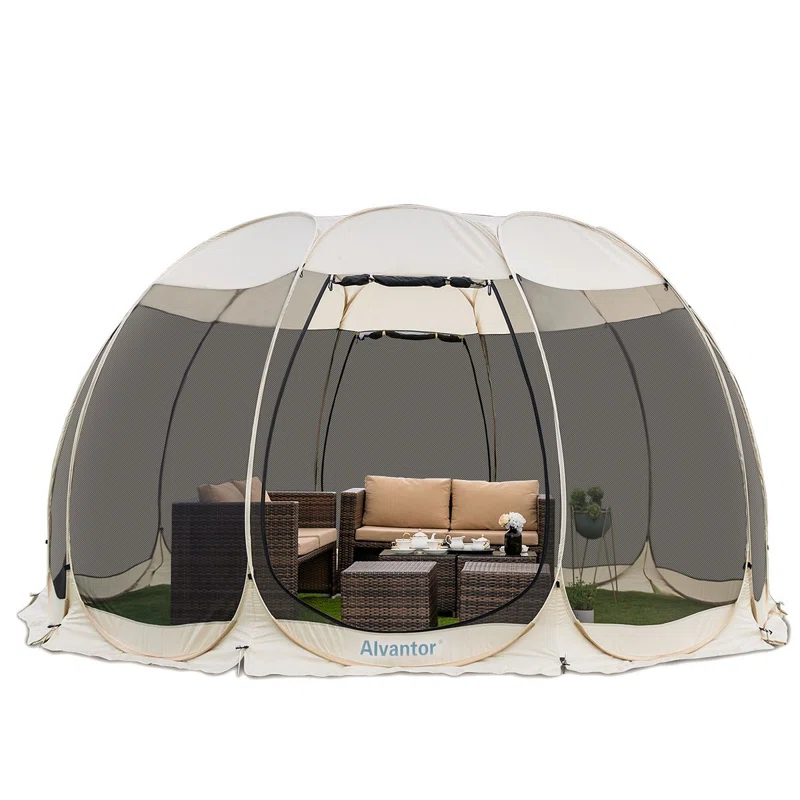 EighteenTek Fiberglass Patio Gazebo Pop Up with Screen Room Tents