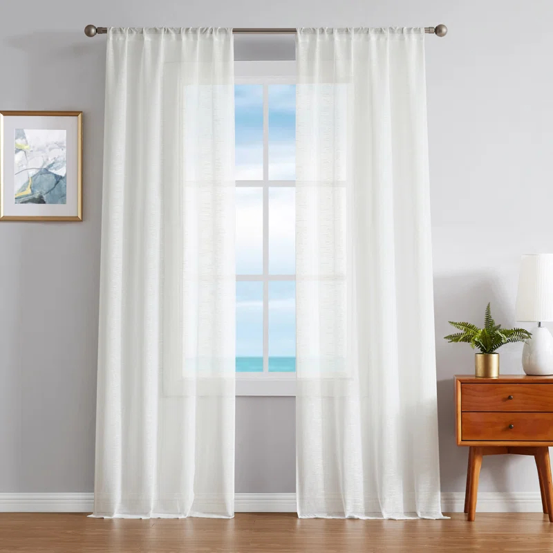 Nautica Nautica Synthetic Solid Color Sheer Rod Pocket Curtain Panels