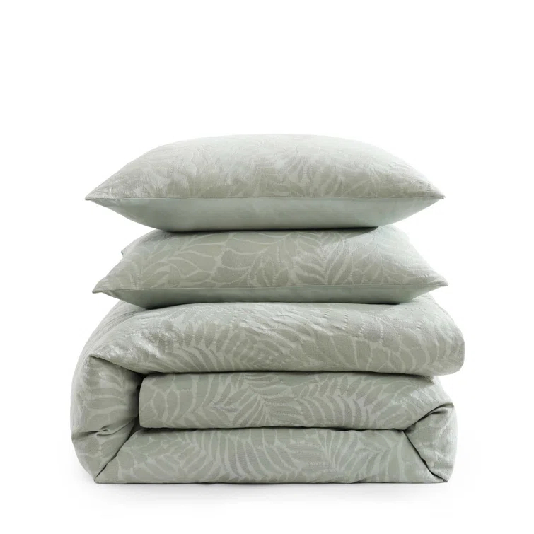 Harbor Palm Sage Green Cotton King Comforter Set