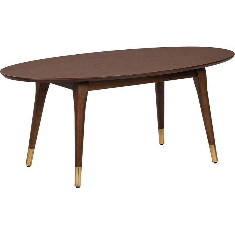 Elle Decor Clemintine Elle Decor Mid-Century Modern Oval Coffee Table with Brass Accents