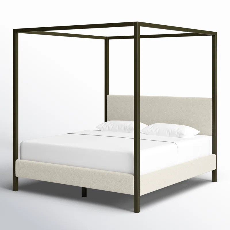 Joss & Main Sybill Vanilla Upholstered Canopy Bed