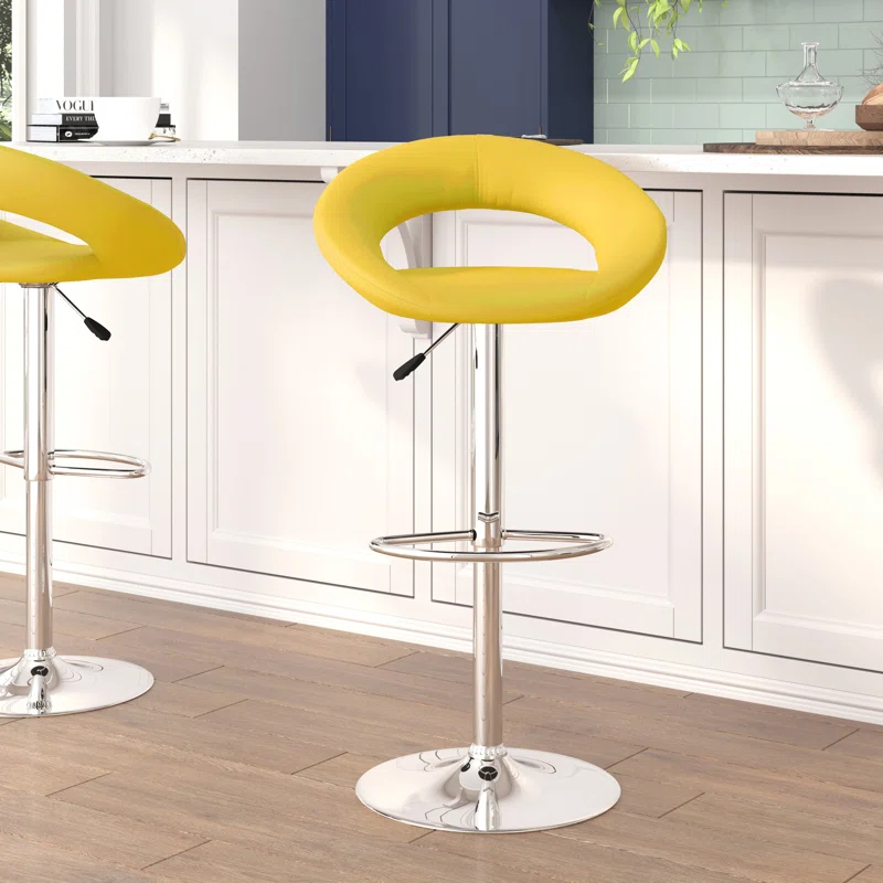 Flash Furniture Contemporary Vinyl Rounded Orbit-Style Back Adjustable Height Barstool with Chrome Base