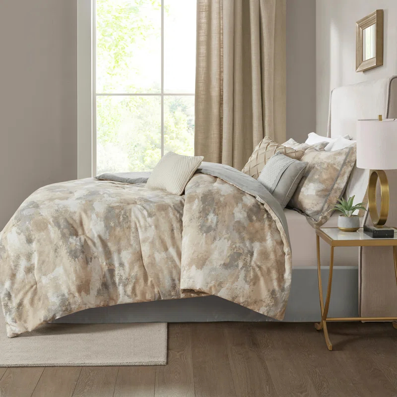 Madison Park Beacon 7 Piece Textured Cotton Blend Comforter Set (Set of 7)
