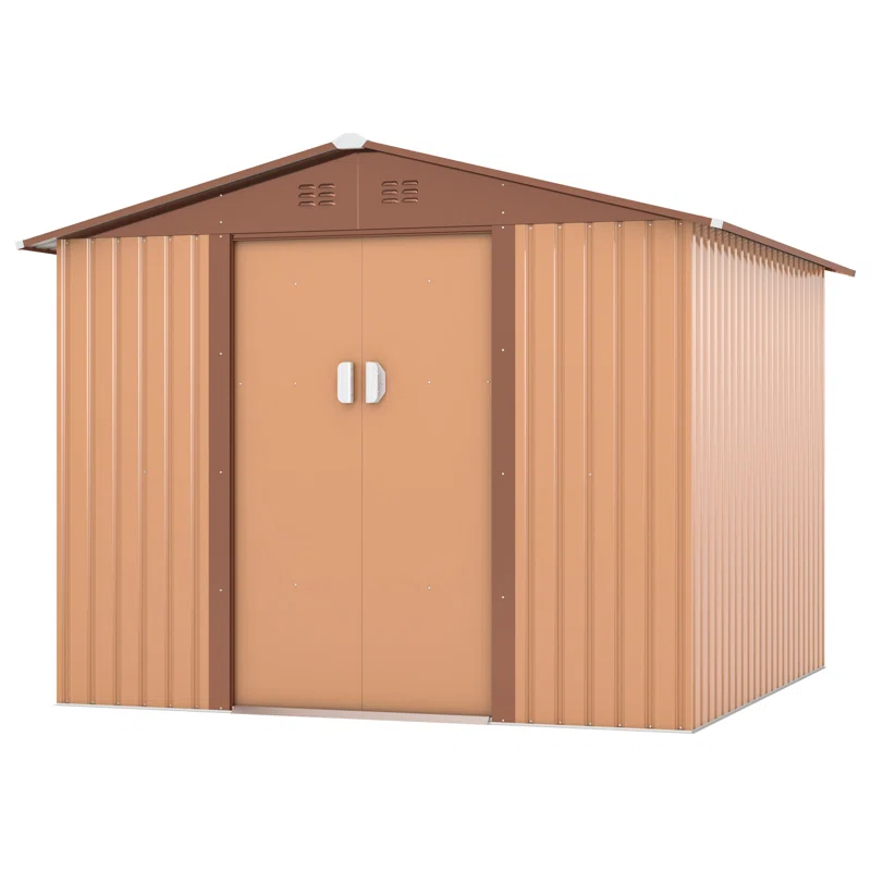 Jaxpety Outdoor 8 ft. W x 8 ft. D Metal Storage Shed