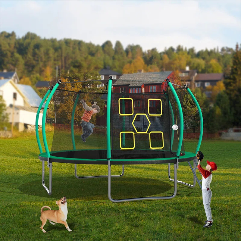 WANDINGT 14FT Trampoline With Enclosure - Recreational Trampolines With Ladder, ASTM Approval Outdoor Trampoline For Kids
