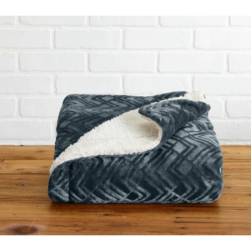 FreshFolds Ultra Soft Printed Plush Sherpa Reversible Blanket