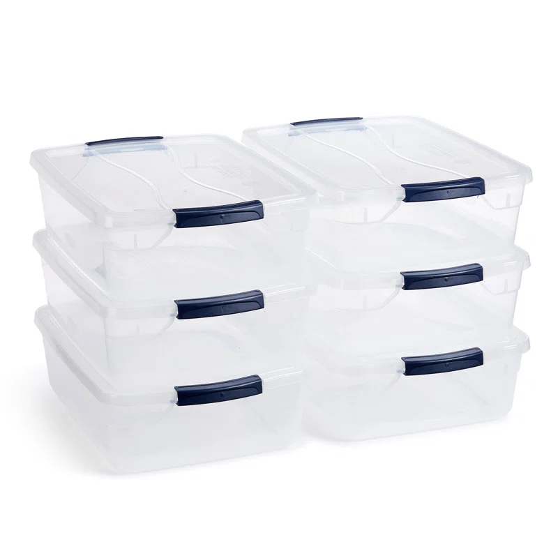 Rubbermaid Rubbermaid Cleverstore Clear 16 Qt Plastic Storage Bins with Lids, 6-Pack