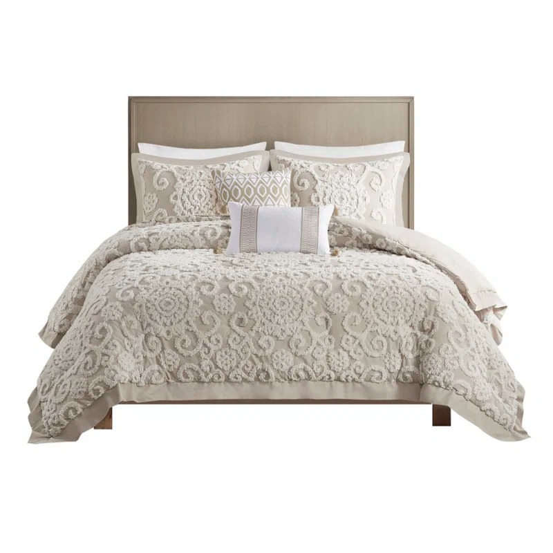 Suzanna 100% Cotton Comforter Set with Tufted Medallions
