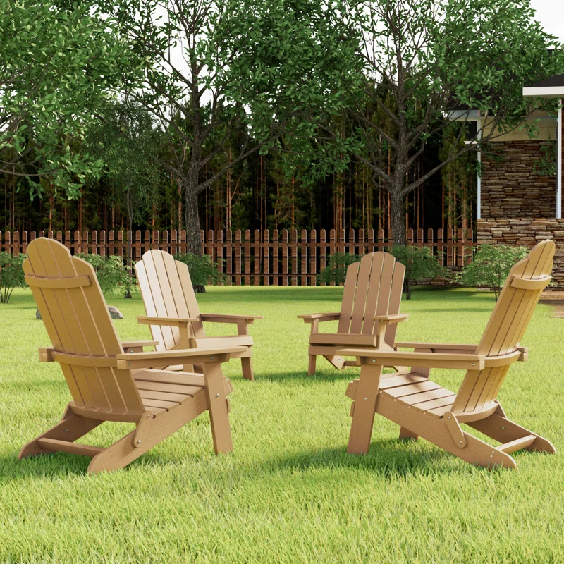 Highland Dunes Outdoor Plastic Folding Adirondack Chair For All Weather (Set Of 4) (Set of 4)