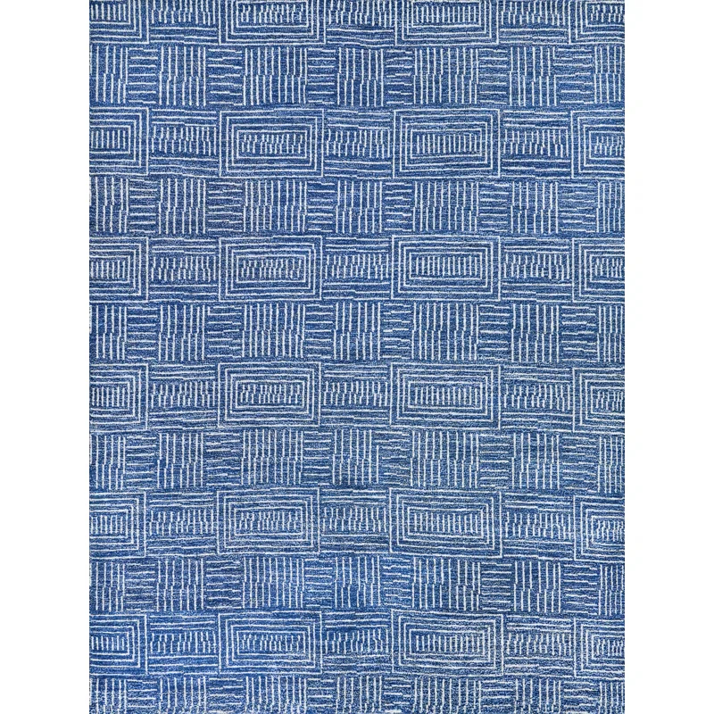 Exquisite Rugs Aldridge Hand-Knotted New Zealand Wool/ Bamboo Silk Blue/Ivory Area Rug