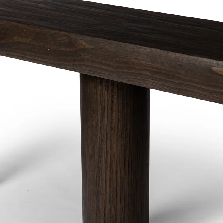 Sienna Brown Pine Oval Console Table with Rounded Edges