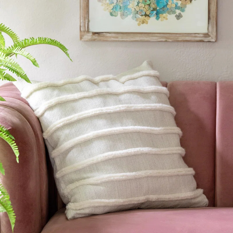 Park Hill Collection Texture Stripe Alpaca Wool Square Pillow Cover