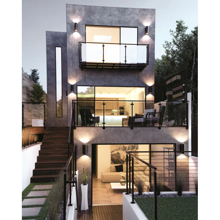 Bronze Cylinder Dual-Light LED Outdoor Wall Sconce