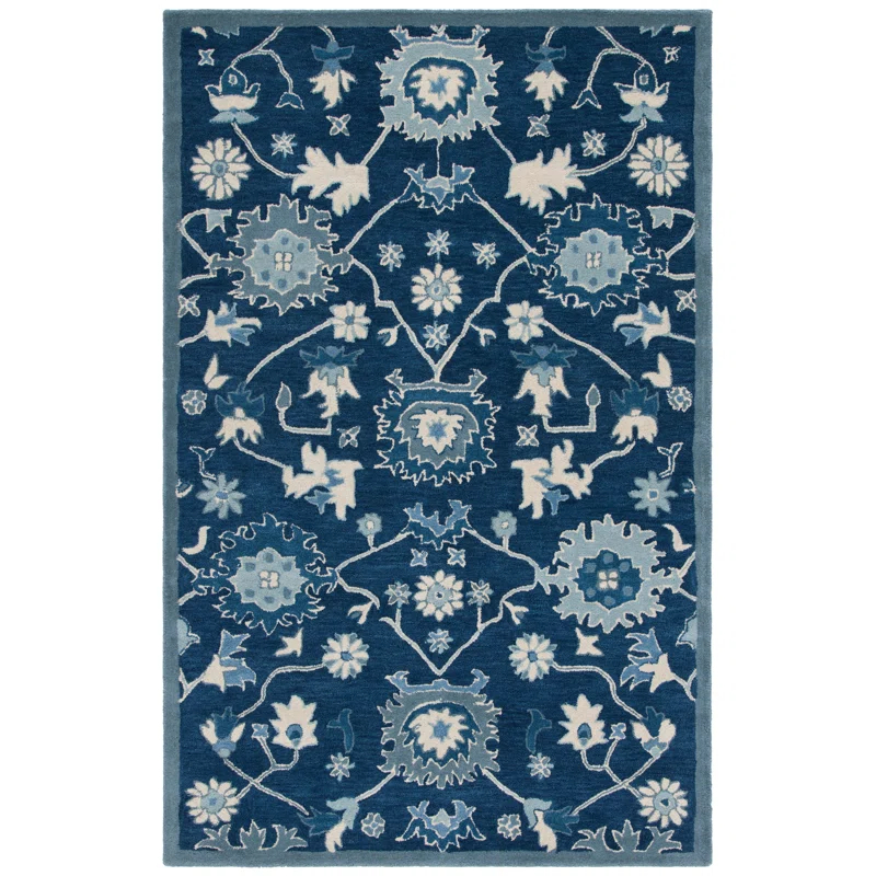 Lauren Ralph Lauren Lauren Ralph Lauren Hand Tufted Wool/Cotton Floral Rug in Blue/Ivory