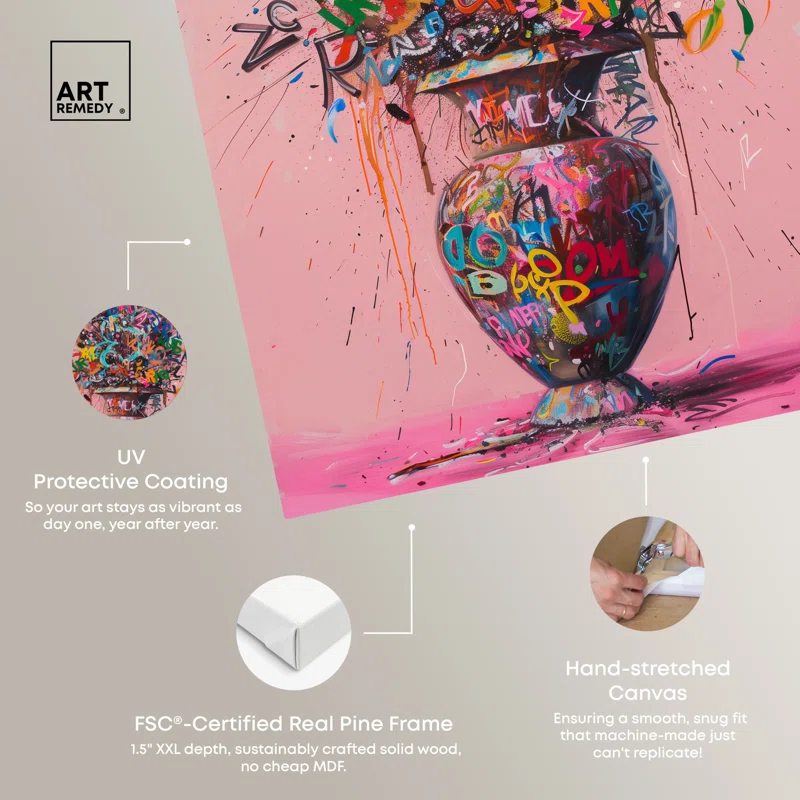 Art Remedy Graffiti Vase Canvas Graffiti Pop Art by Art Remedy