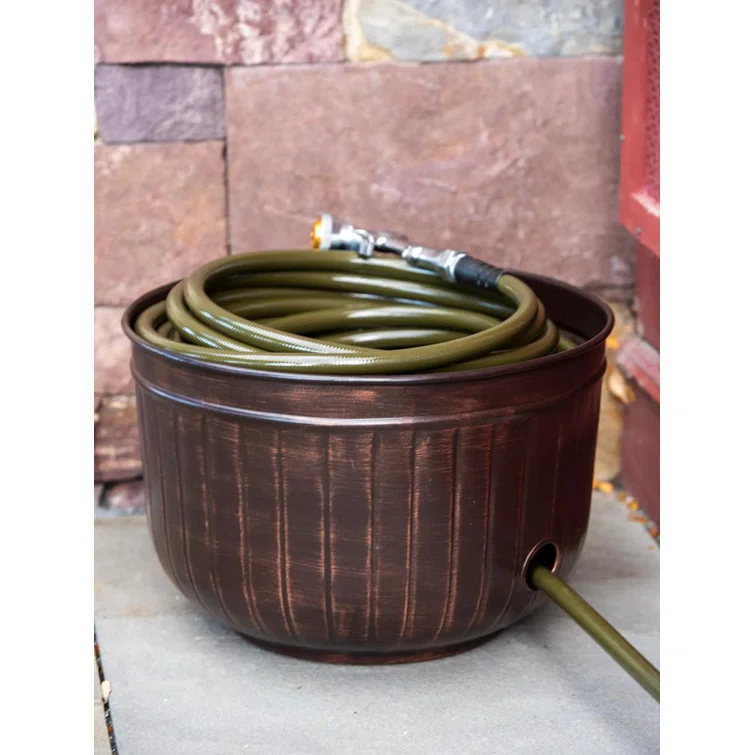 Gardener's Supply Company Brushed Bronze Garden Hose Pot