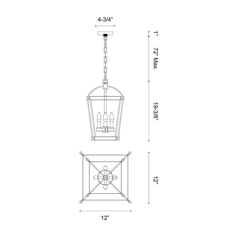 Alora Lighting Manor 4 - Light Lantern Square / Rectangle Chandelier