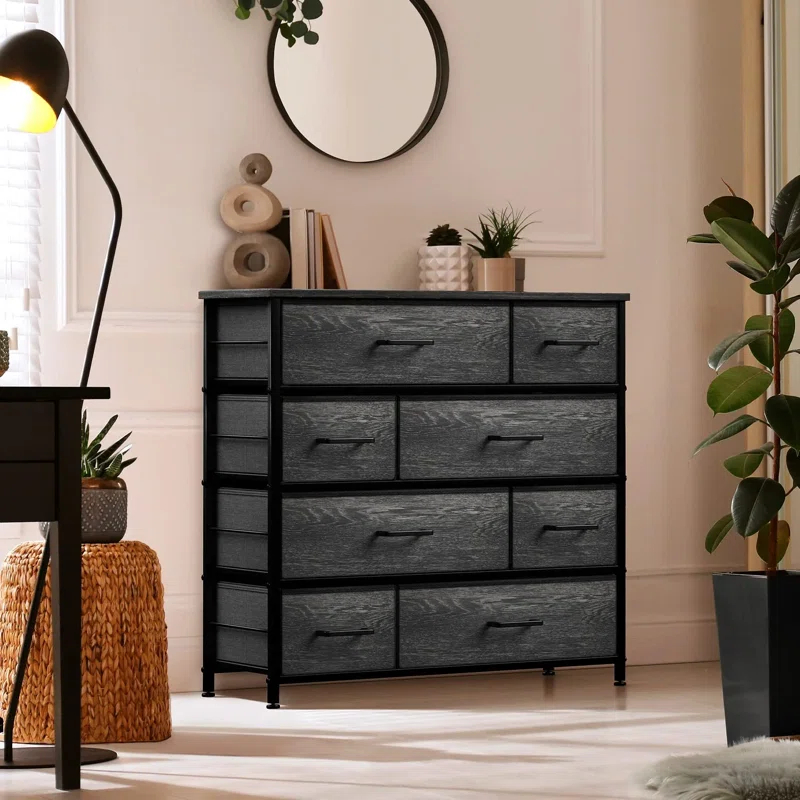 Sorbus Sorbus 8 Drawers Dresser with Steel Frame and Wood Top in Rustic