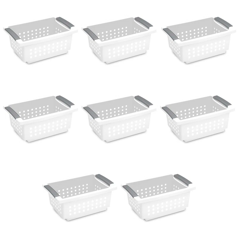 Sterilite Sterilite Small Stacking Basket, Stack Storage Bins, Organize Closets, Pantry, Bathroom or Classroom (Set of 8)