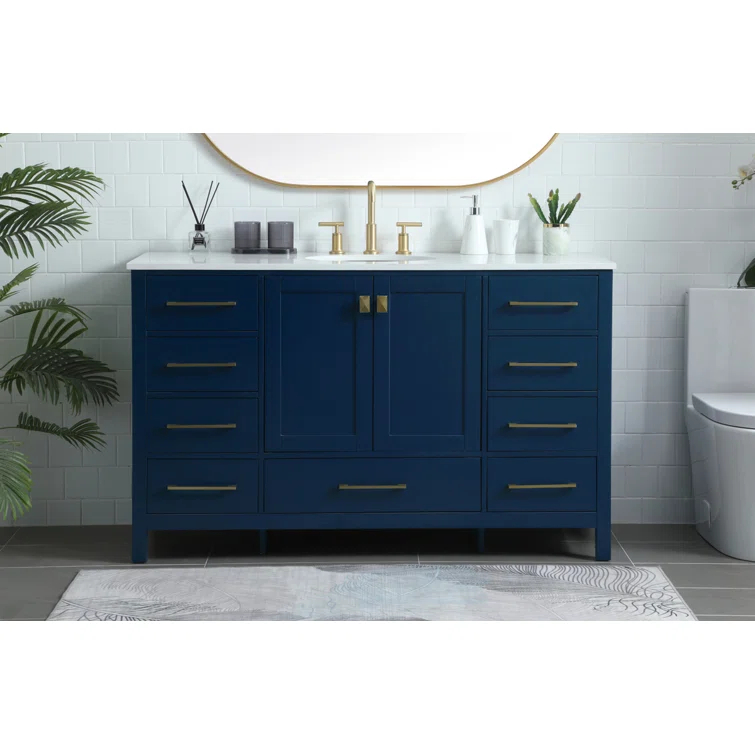 Andover Mills™ Irene 54'' Single Bathroom Vanity with Engineered Marble Top