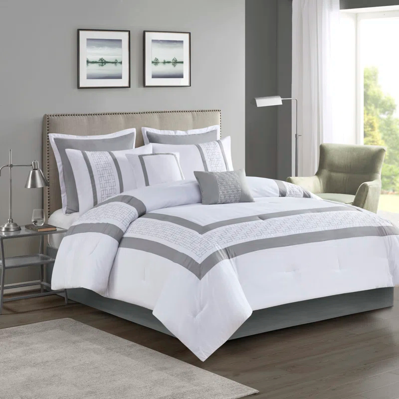 510 Design 8 Piece Embroidered Comforter Set