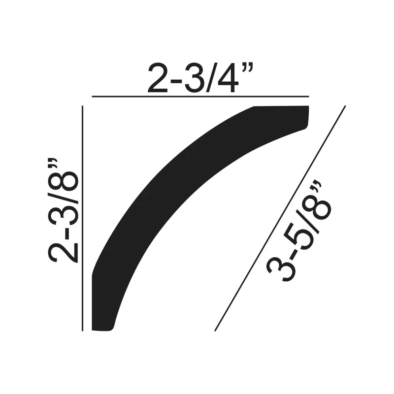 2-3/4 in x 2-3/8 in x 6 in Long Plain Polyurethane Crown Moulding Sample