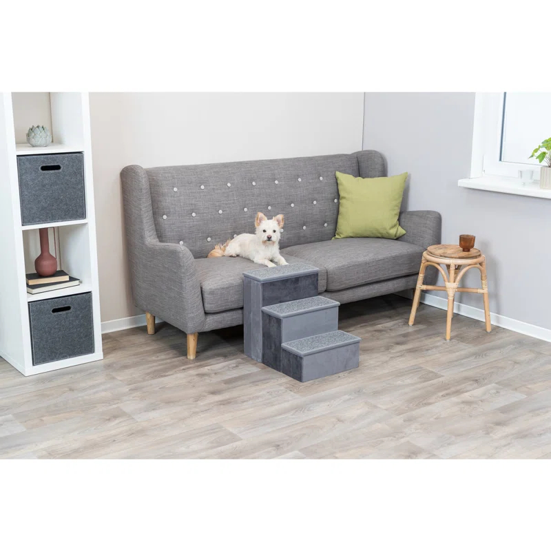 TRIXIE Pawsome Ascent Foldable 3-Step Pet Stairs with Storage, Collapsible, Storage Compartments for Toys