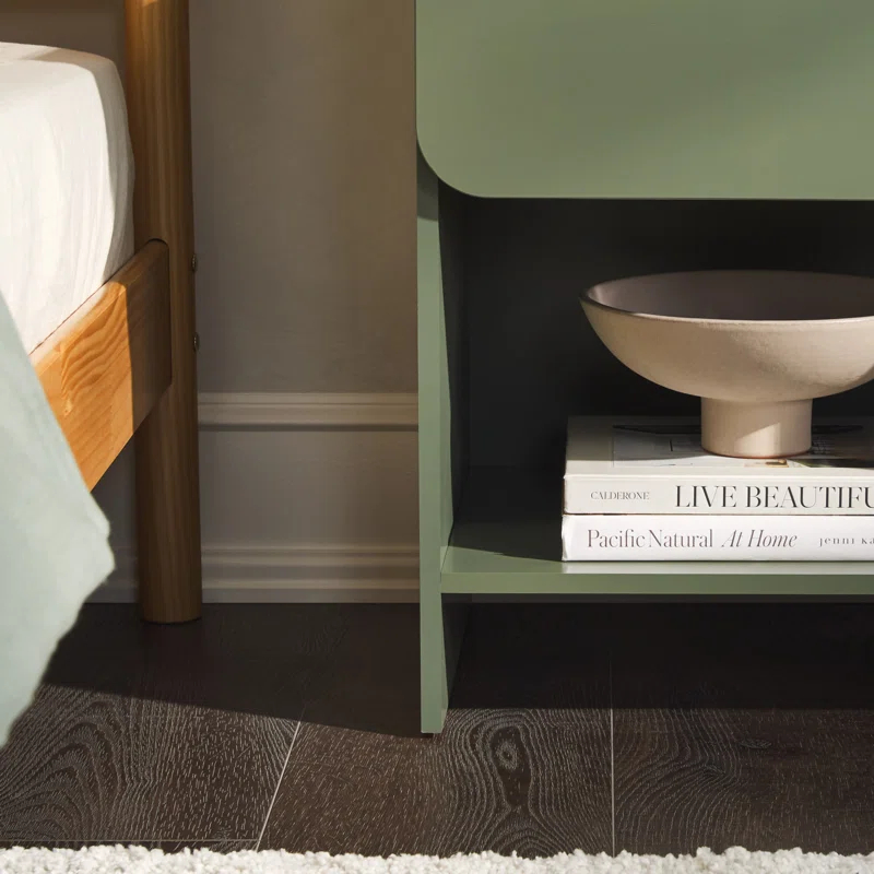 Jaqualine 1-Drawer Nightstand with Storage Cubby