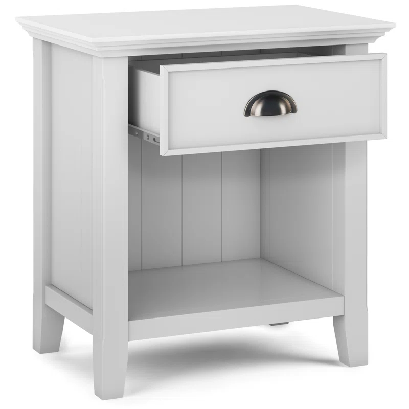 Simpli Home Acadian 24"W 1-Drawer Solid Wood Nightstand with Open Bottom Storage & Reviews | Wayfair