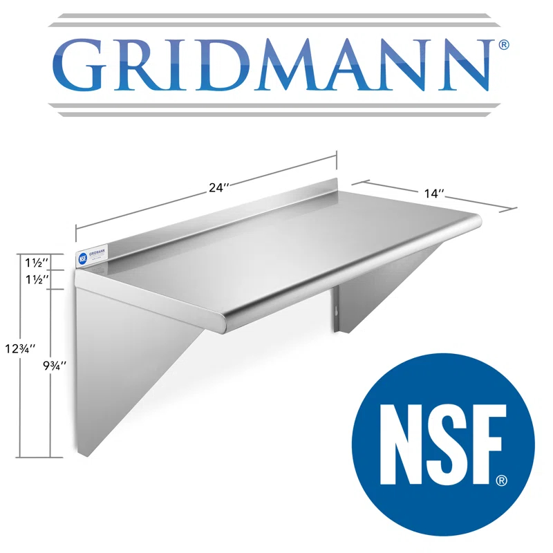 GRIDMANN NSF Stainless Steel Wall-Mount Shelf by Latitude Run
