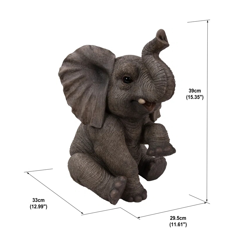 Hi-Line Gift Ltd. Sitting Elephant Baby with Trunk up Statue