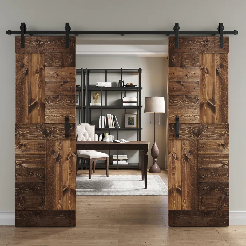 Coast Sequoia 84'' Solid Wood Paneled with Installation Hardware Kit Barn Door