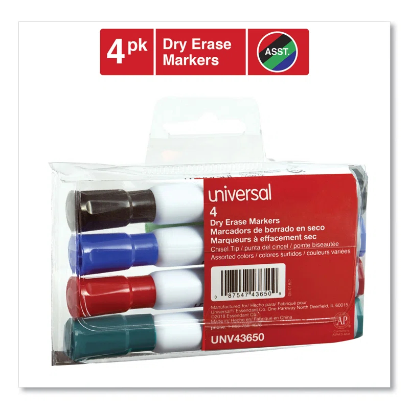 Universal® Universal® Dry Erase Marker Universal® Plastic / Acrylic 4 Dry-Erase Marker