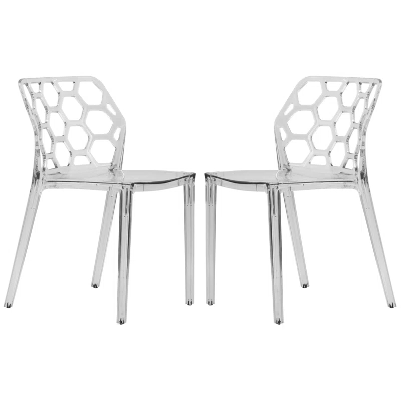 Orren Ellis Jakubowski Dynamic Modern Plastic Dining Side Chair with Honeycomb Design (Set of 2)