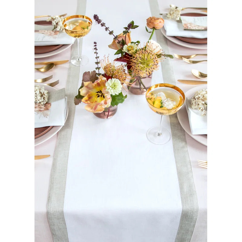 Solino Home Festive Edge Linen Table Runner