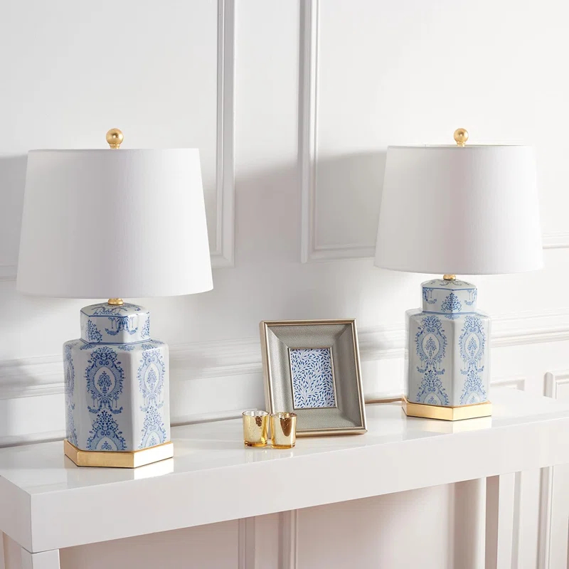 Bloomsbury Market Bodin White Ceramic Table Lamps - Set Of 2 (LED Bulbs Included)