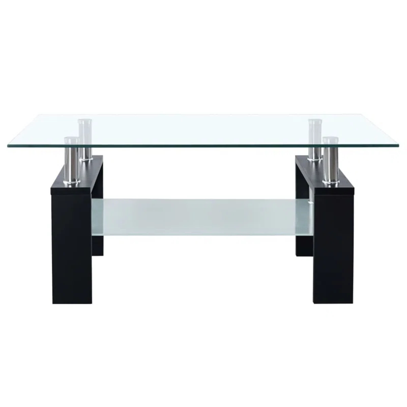 Orren Ellis Paizleigh vidaXL Coffee Table, Tempered Glass Top, Center Table, 37.4''x21.7''x15.7''